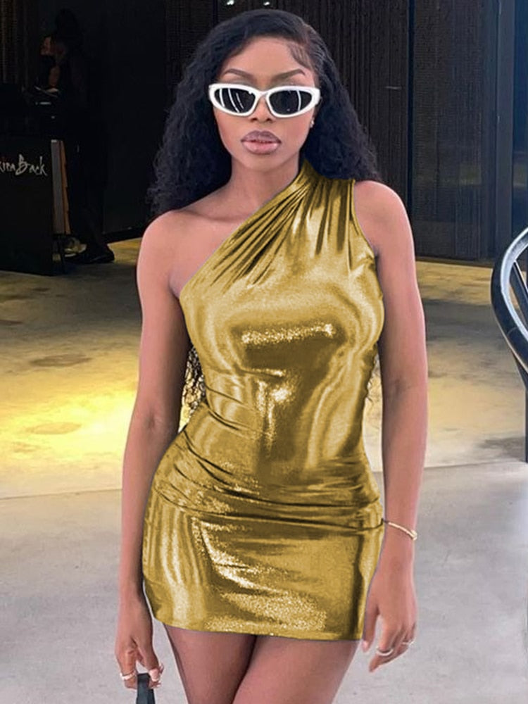 One Shoulder Bodycon Mini Dress