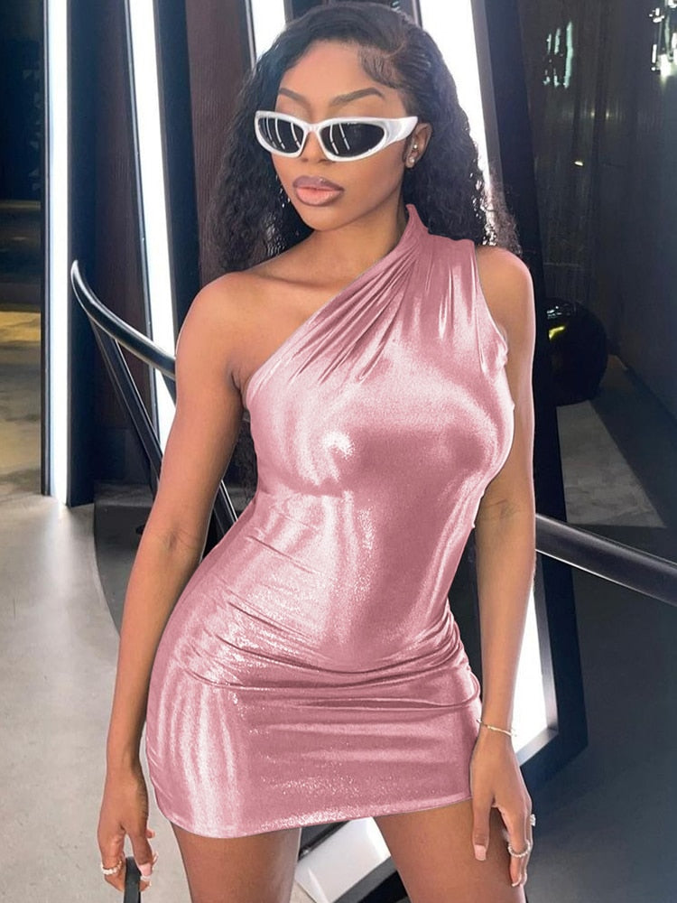 One Shoulder Bodycon Mini Dress