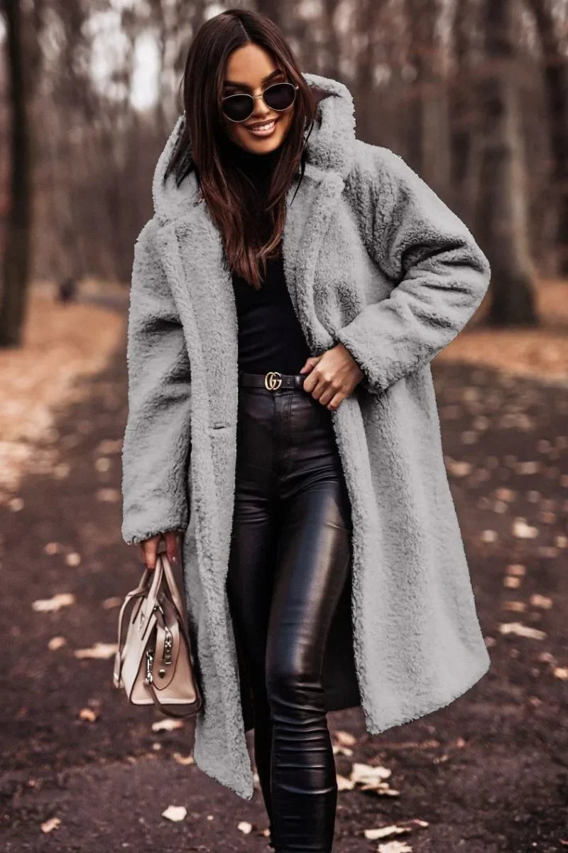 Pinklinda | Damen Langer Wollmantel mit Kapuze für den Winter