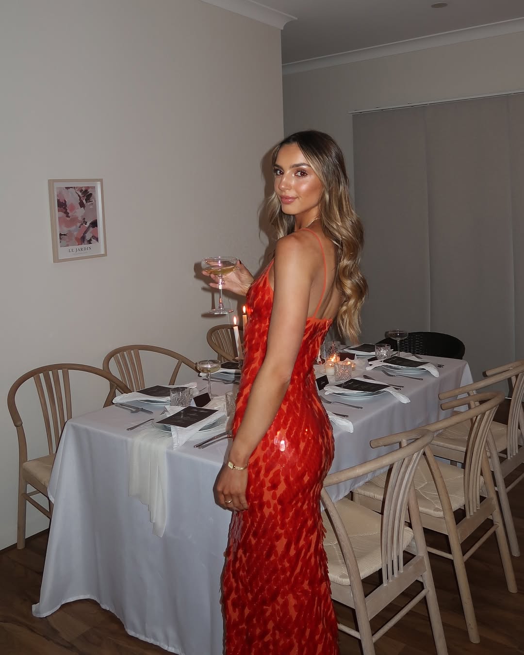 Sequin Plunge V-Neck Gown