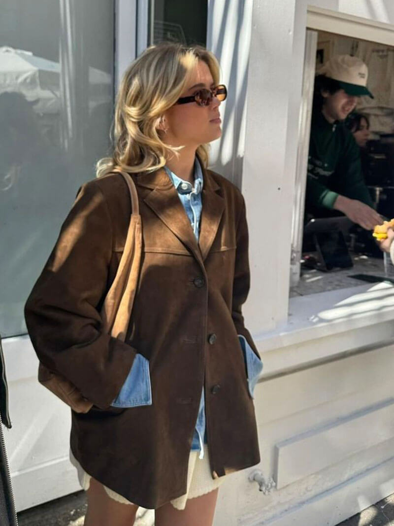 Suede Button Blazer