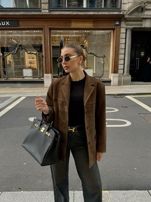 Suede Button Blazer