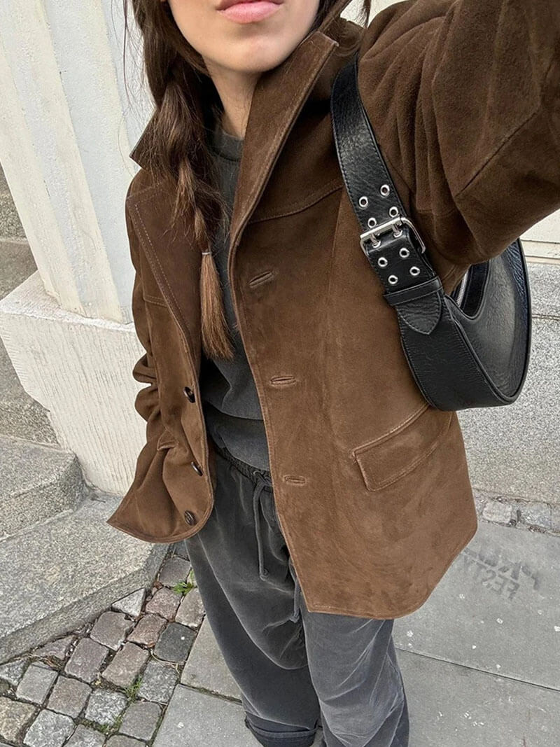 Suede Button Blazer