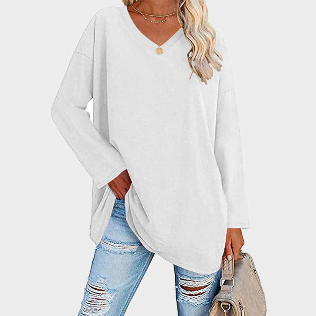 Oversized V-Neck Tunic Top