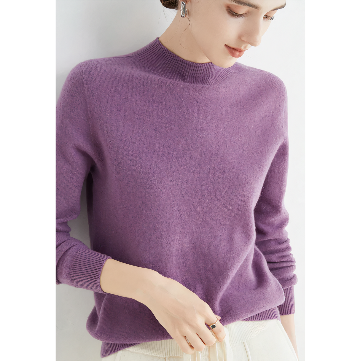 Cashmere Mock Neck Pullover Sweater