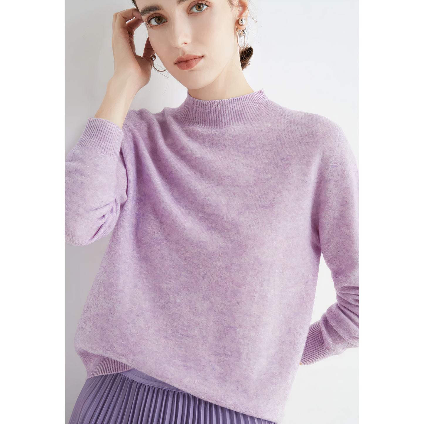 Cashmere Mock Neck Pullover Sweater