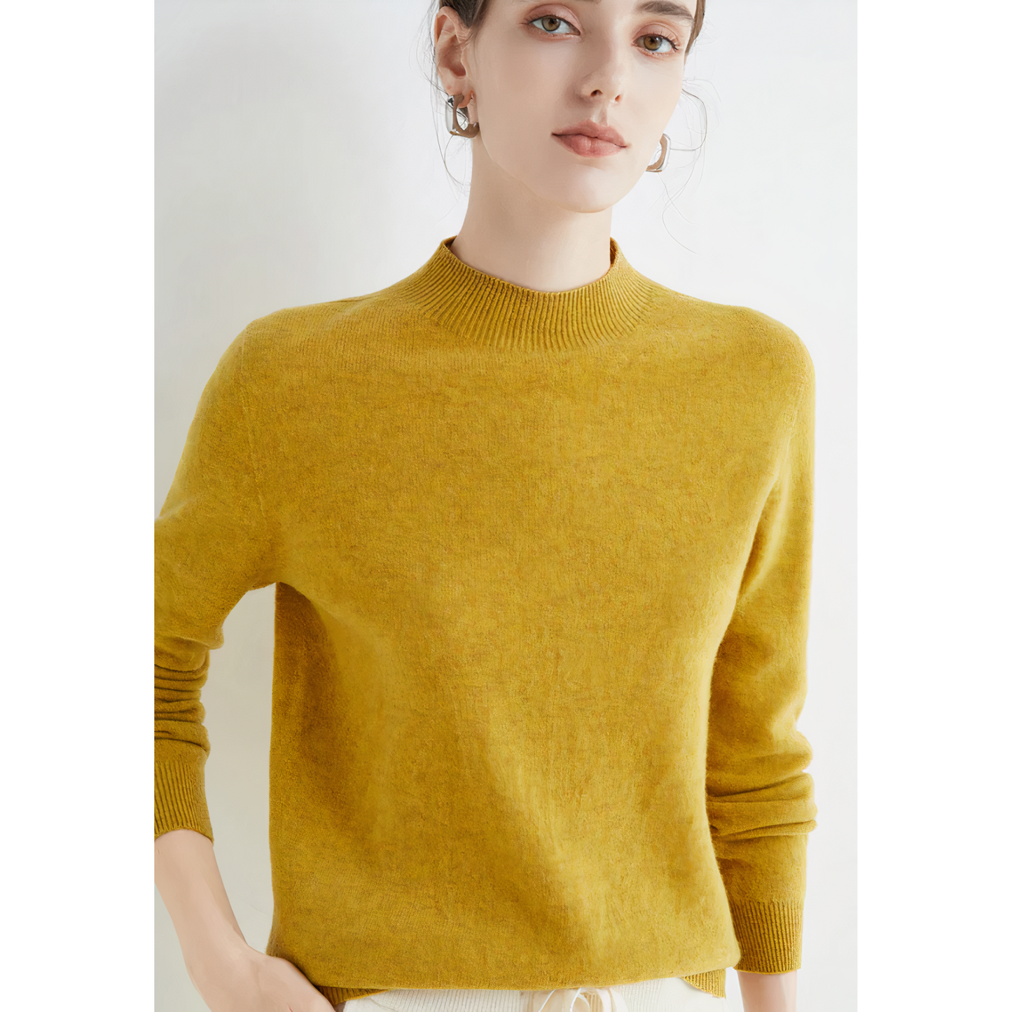 Cashmere Mock Neck Pullover Sweater