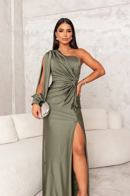 Satin One Shoulder Dress