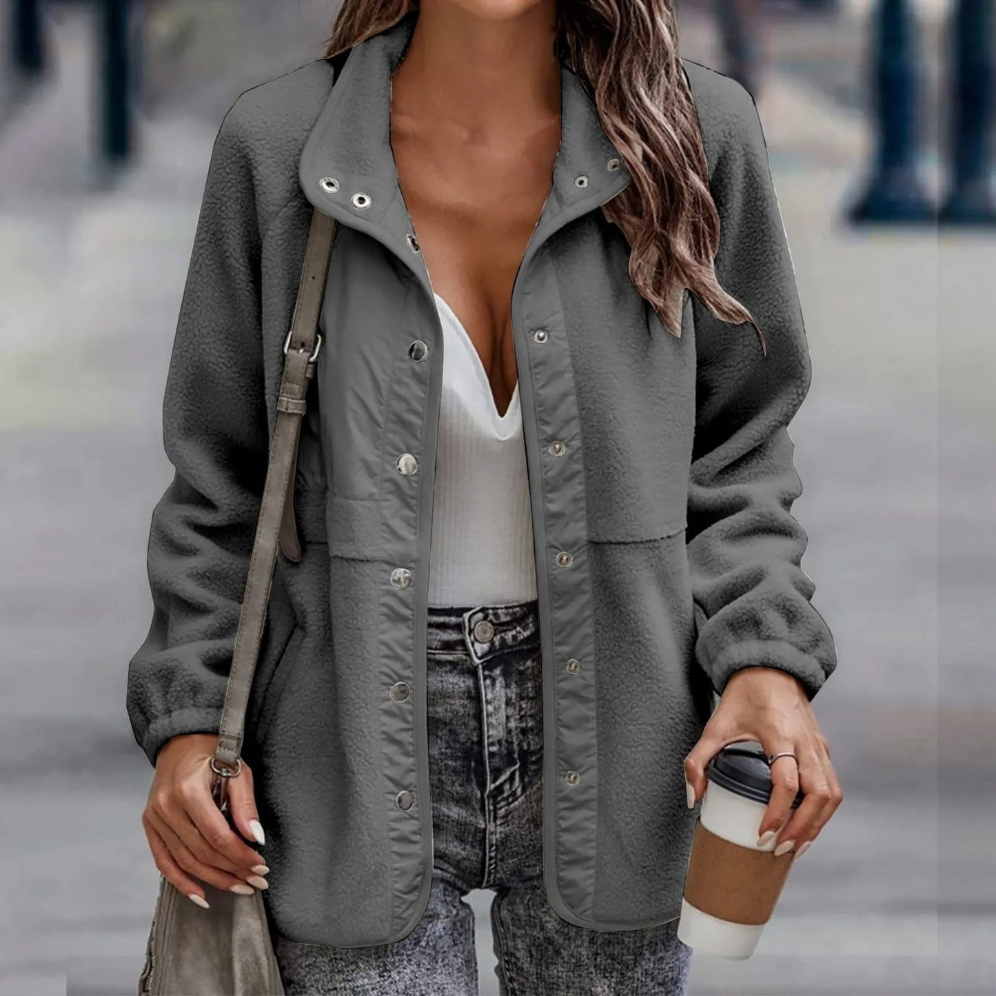 Fleece Button Front Jacket