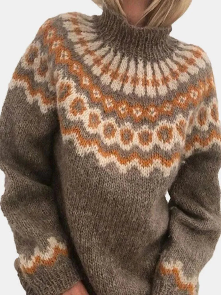 Cashmere Fair Isle Mock Neck Sweater