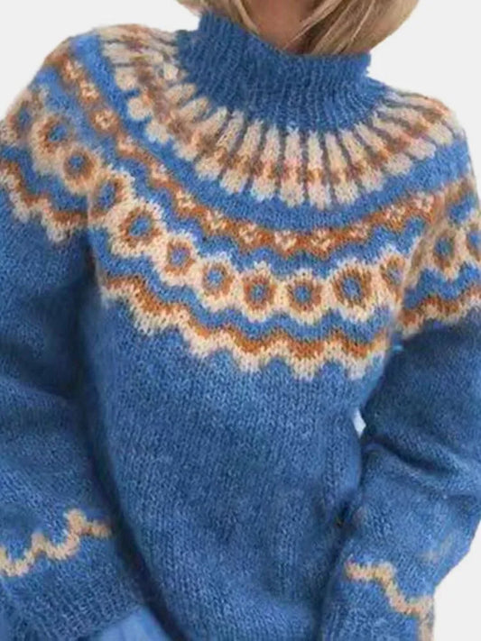 Cashmere Fair Isle Mock Neck Sweater