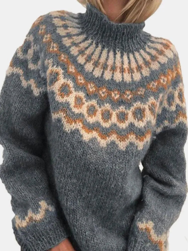Cashmere Fair Isle Mock Neck Sweater