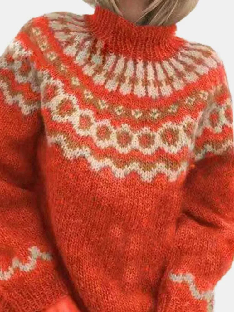 Cashmere Fair Isle Mock Neck Sweater