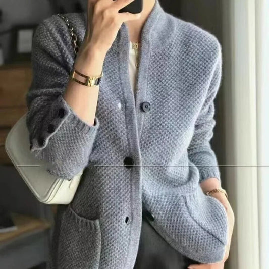 Cashmere Textured Button Cardigan