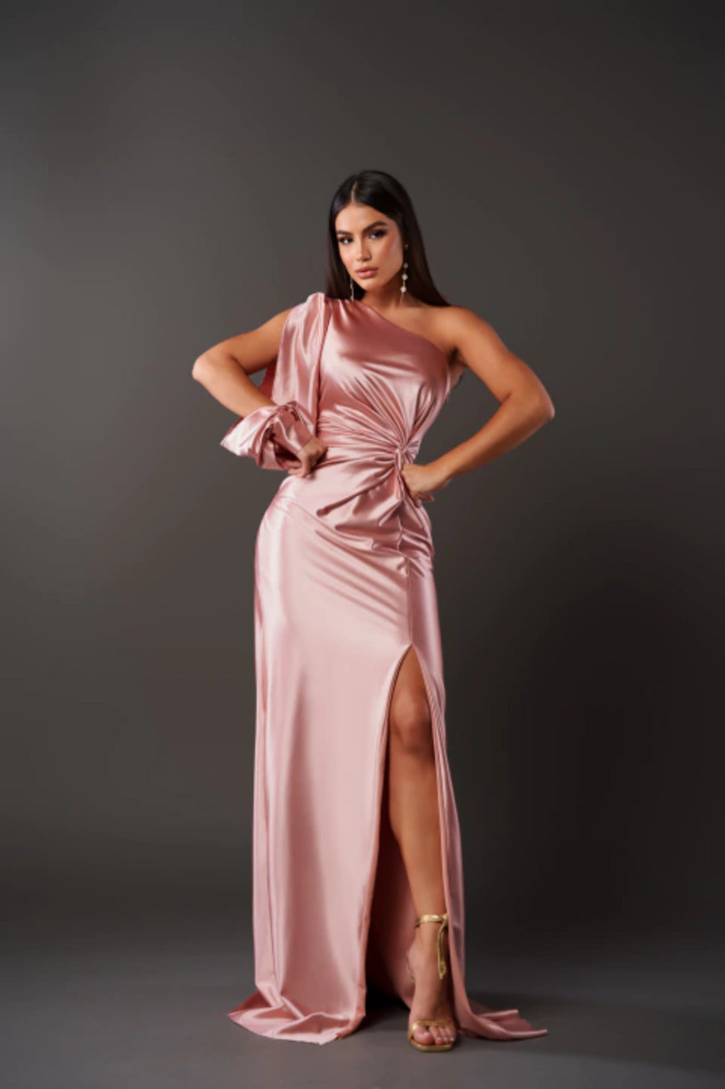 Satin One Shoulder Dress
