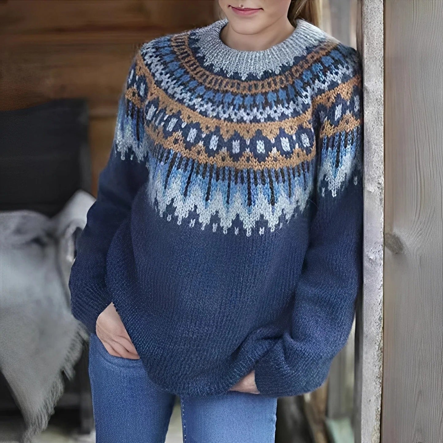 Fair Isle Knit Sweater for Women