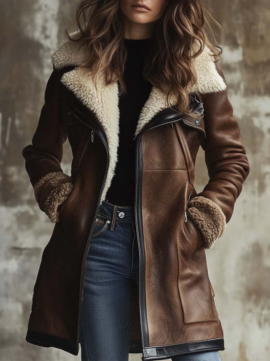 Women’s Shearling Leather Aviator Jacket