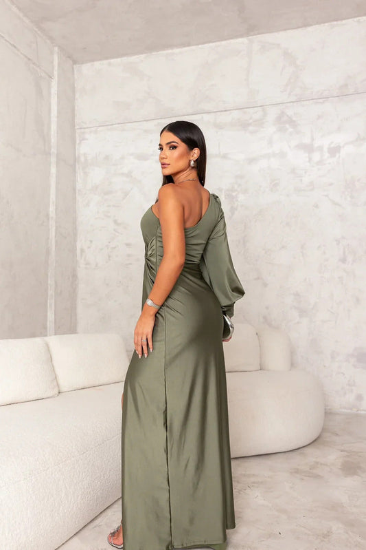 Satin One Shoulder Dress