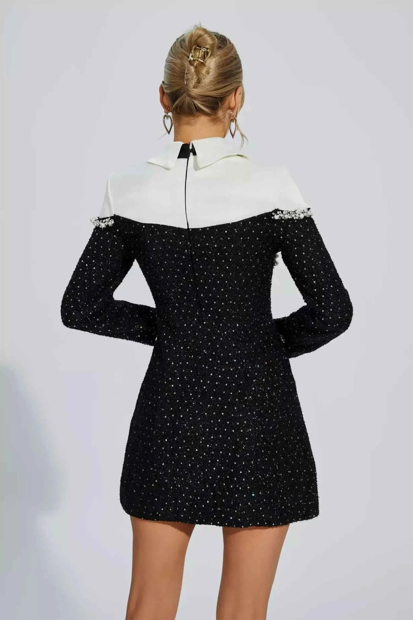 Pearl Embellished Tweed Blazer Dress
