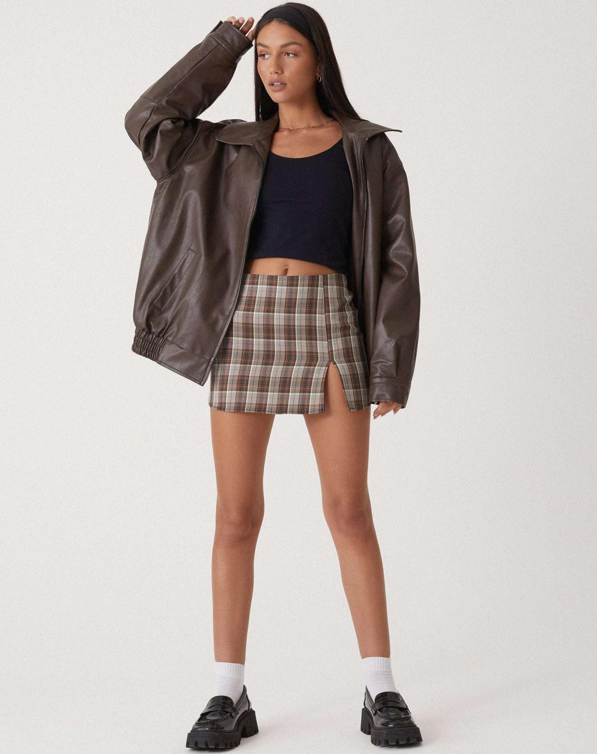 Oversized Brown Leather Jacket