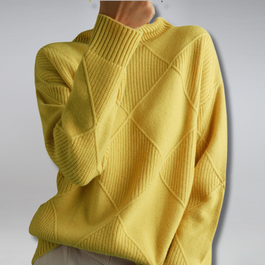 Diamond Pattern Turtleneck Sweater