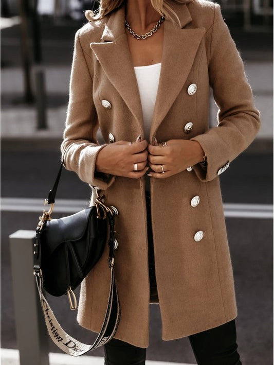 Wool Blend Double Breasted Coat