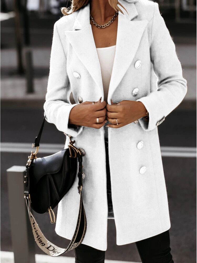 Wool Blend Double Breasted Coat