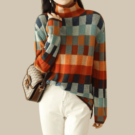 Cashmere Colorblock Turtleneck Sweater