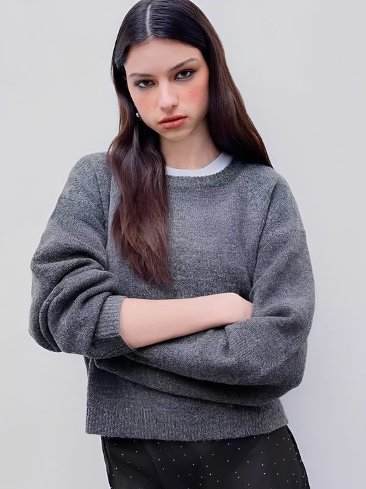Crew Neck Knit Sweater for Women