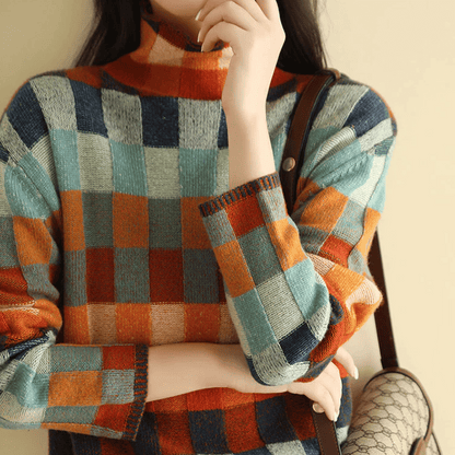 Cashmere Colorblock Turtleneck Sweater