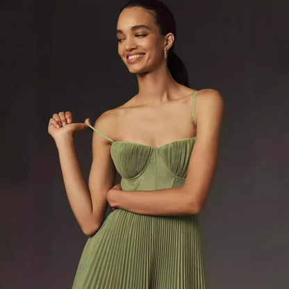 Elina - Maxivestido plisado de tirantes finos