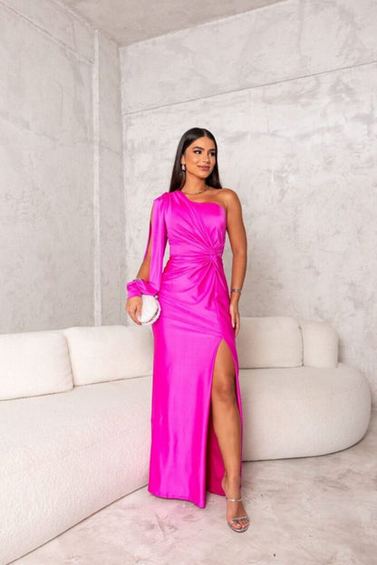 Satin One Shoulder Dress