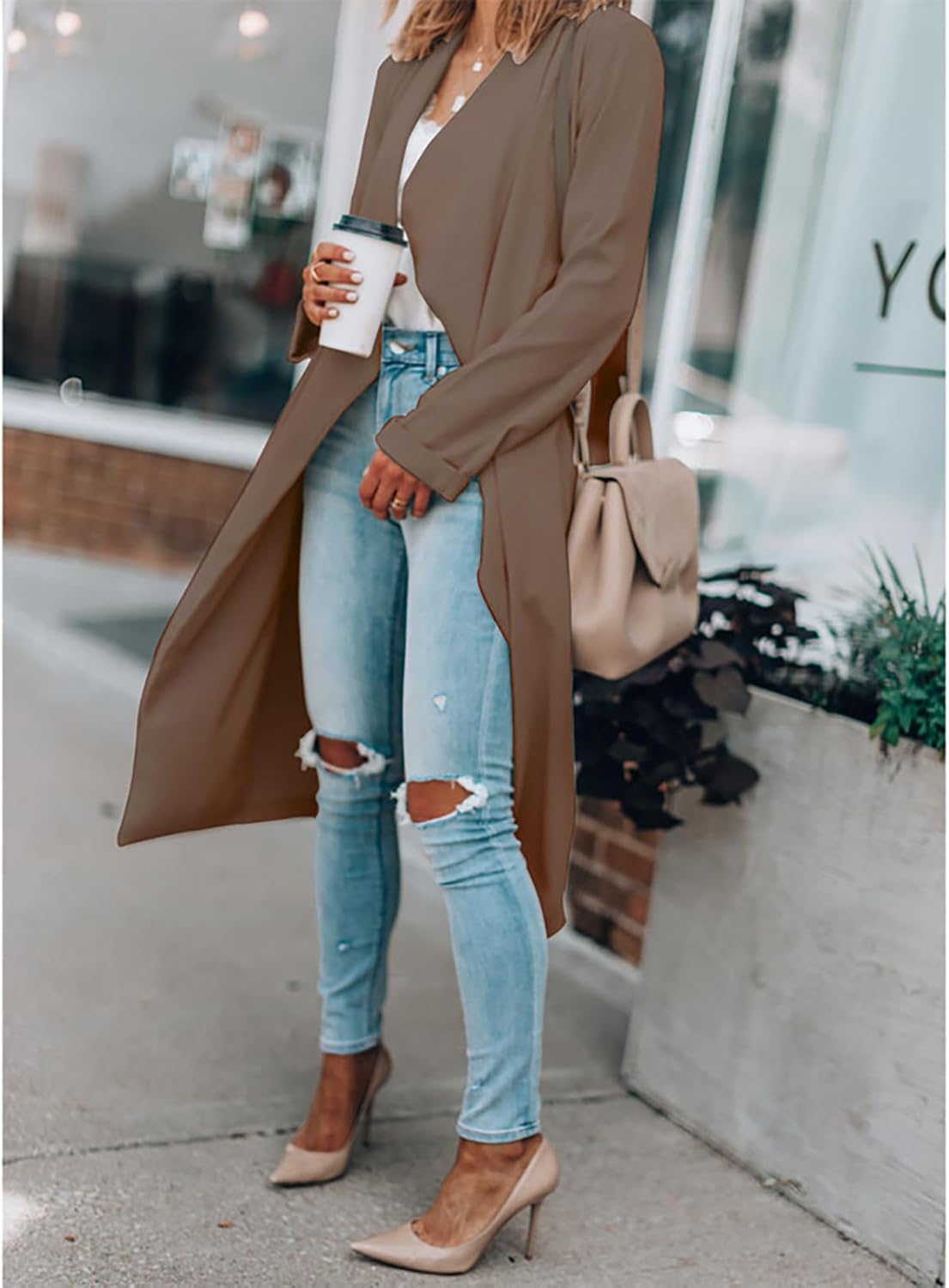 Long Open Front Waterfall Coat