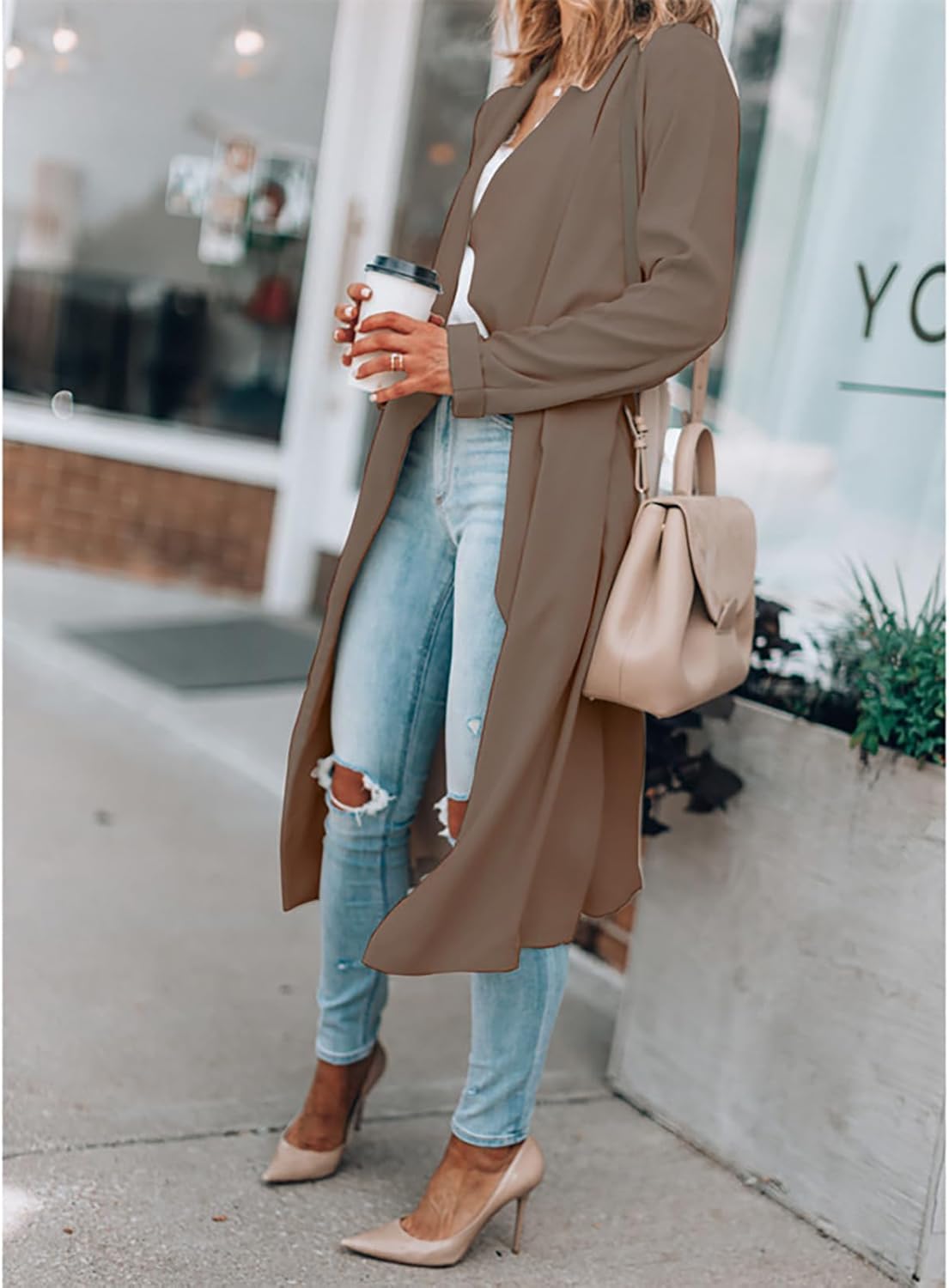 Long Open Front Waterfall Coat