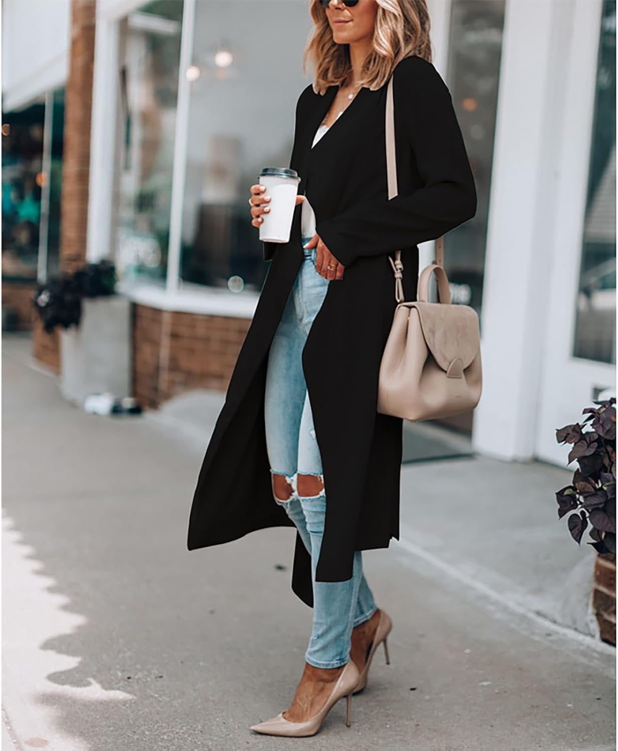 Long Open Front Waterfall Coat