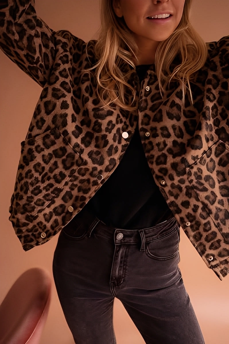 Leopard Print Button Jacket