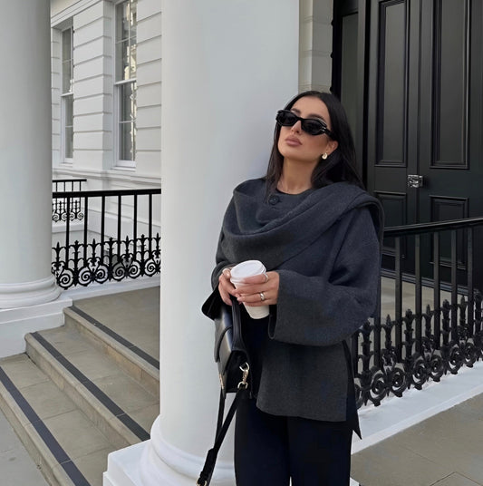 Wool Blend Cape Coat