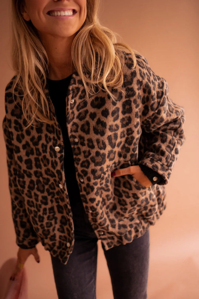 Leopard Print Button Jacket