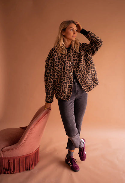 Leopard Print Button Jacket