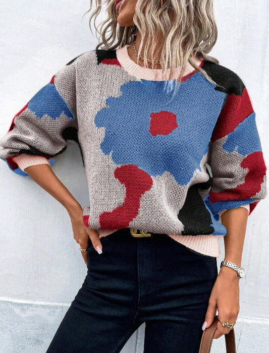 Floral Knit Sweater for Women