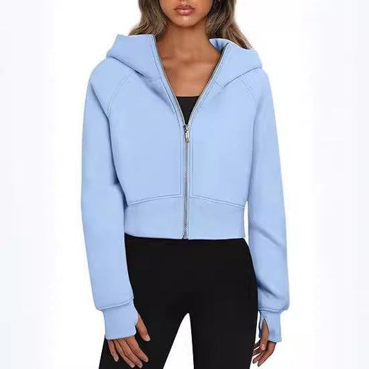 Cropped Zip Up Hoodie Jacket