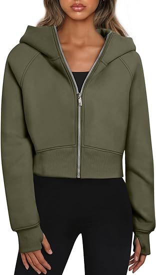 Cropped Zip Up Hoodie Jacket