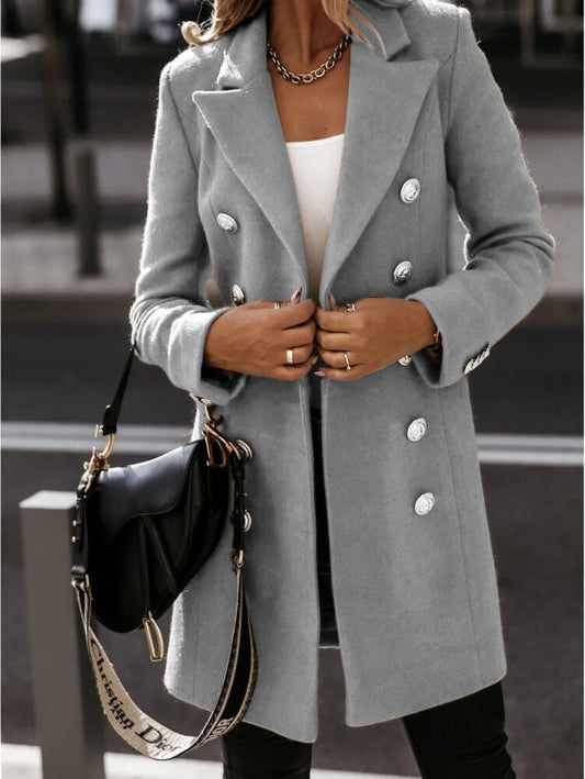 Wool Blend Double Breasted Coat