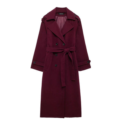 Women’s Elegant Longline Trench Coat with Classic Detailing