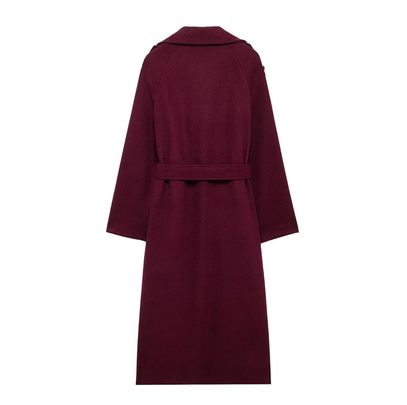 Women’s Elegant Longline Trench Coat with Classic Detailing