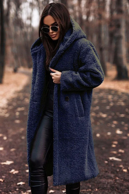 Pinklinda | Damen Langer Wollmantel mit Kapuze für den Winter
