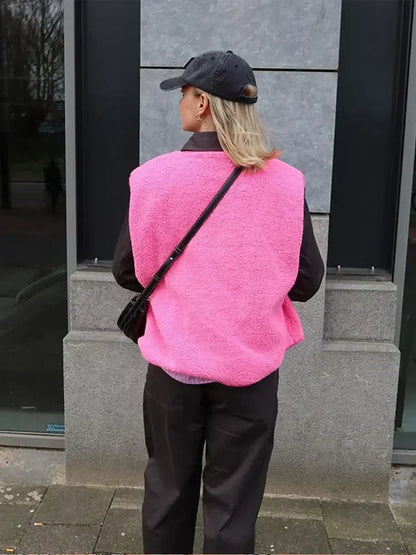Fleece Button-Front Vest