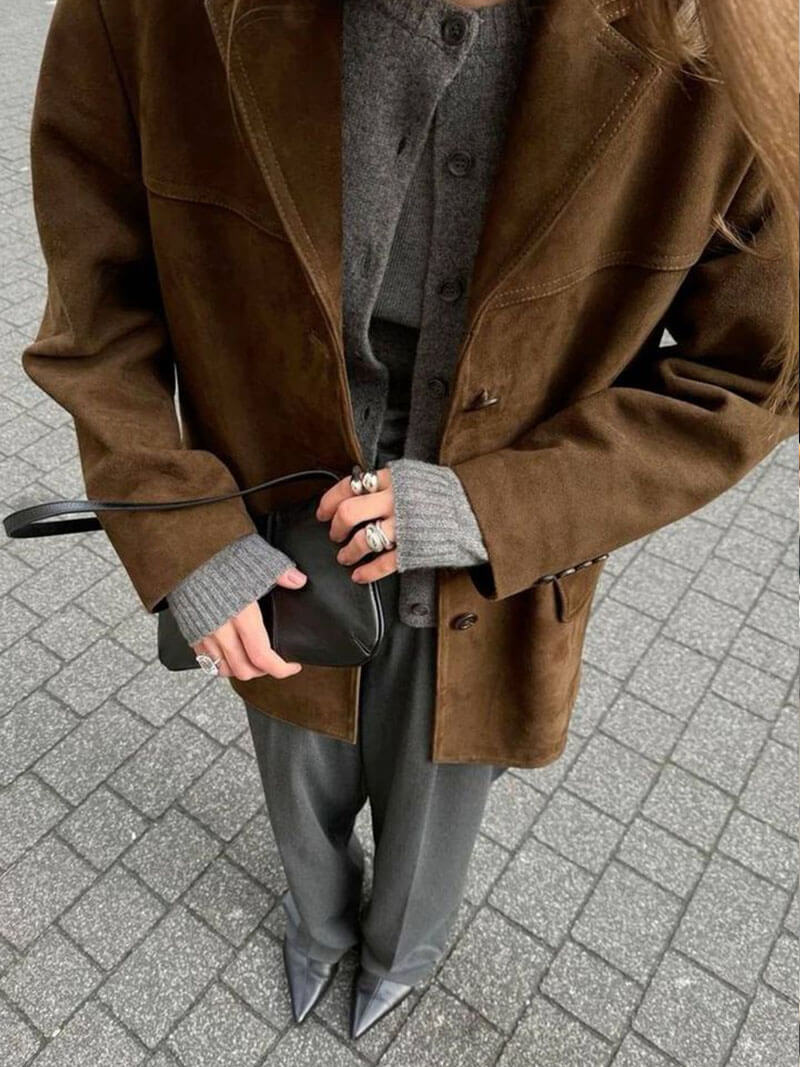 Suede Button Blazer