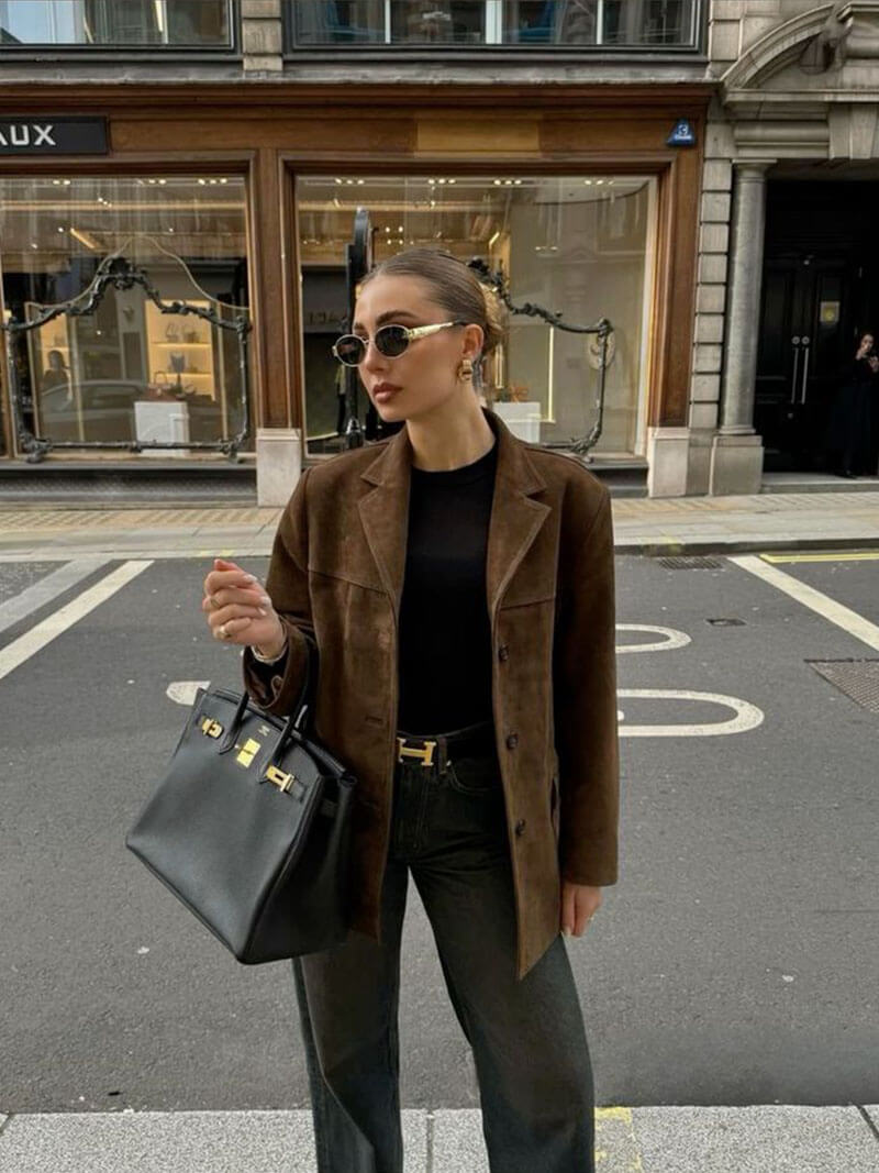 Suede Button Blazer