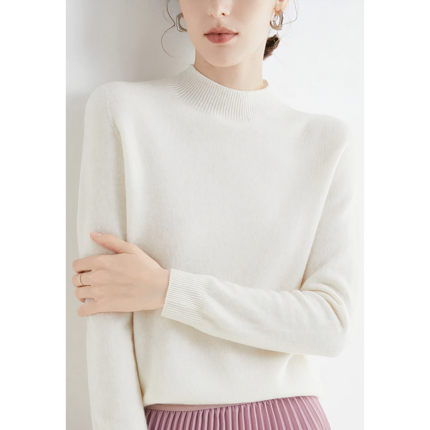 Cashmere Mock Neck Pullover Sweater